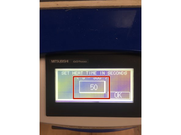 To change the time, you are going to want to click on the "Time Settings" -> "50 Seconds" -> "Set Heat Time in Seconds".