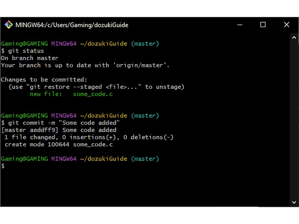 Now we can commit the changes. Each commit is a distinct state the project was in, that we can get back to later if we have any problems in the future.