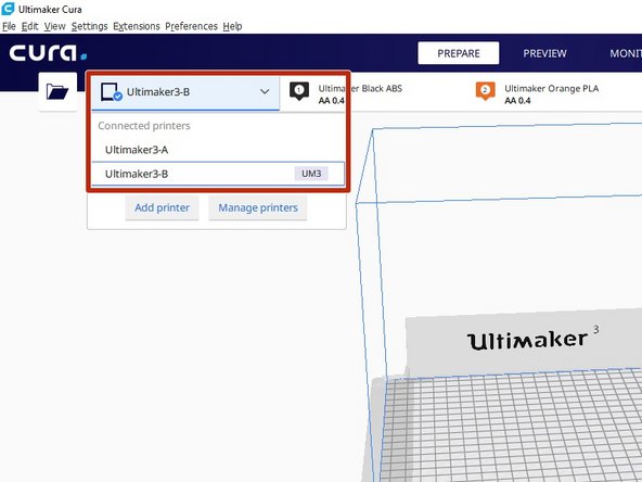 You will see active printers at the top left of the screen.