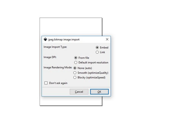 Inkscape supports drag and drop. After you drop the logo into Inkscape, you should see a pop up window like this