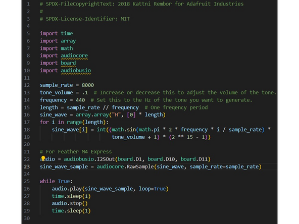 Upload this code from Adafruitunder Tone Generation