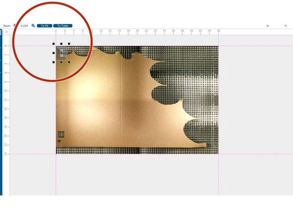 In the Epilog Dashboard, you should now see the material you placed in the laser cutter underneath your image design.