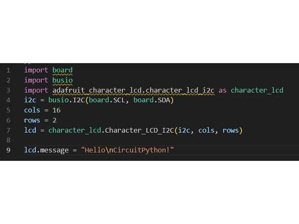To display a message on the screen, use lcd.message = "text". Insert \n at any point during your message to move to the next line. Remember your text has to be 16 characters or lower for each line.  To clear the current text, use lcd.clear(), and lcd.move_left/right() will scroll one character at a time.