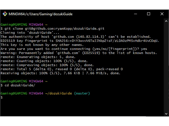 You may want to move out of your default folder to clone the repository. You can go to a file explorer Window and right-click there, then select open Git Bash/ terminal here to do that, or navigate using the &quot;cd&quot; command.