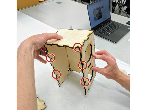 Join the front to the rest of the box assembly.  Be sure to line up all of the glued edges.