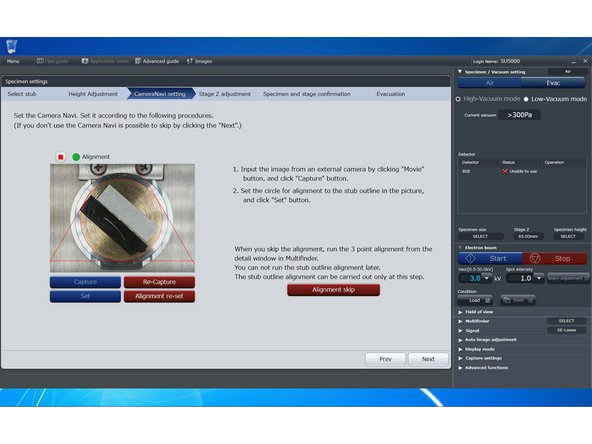 Click the &quot;Capture&quot; button to take a still image of your specimen.