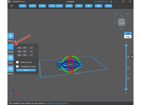 Roughly verify scaling of part by visually identifying size of object on the screen. If needed, scale your part