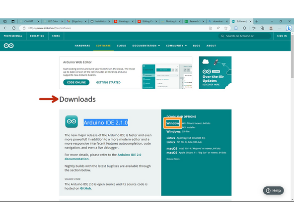 To deploy the project you just created, download Arduino IDE by going to this website: https://www.arduino.cc/en/software
