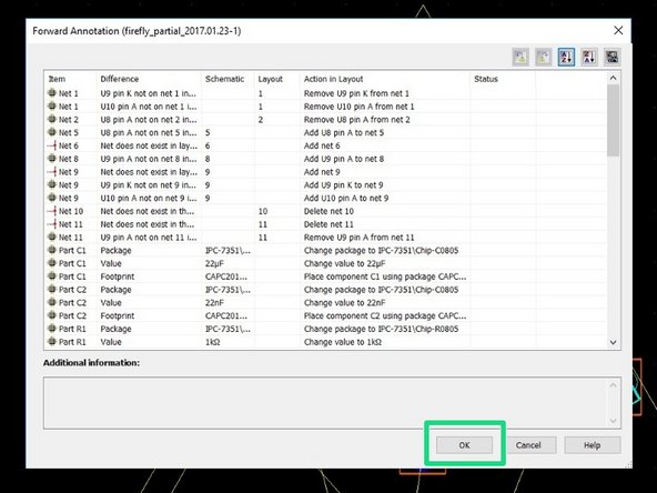 Perform this task by selecting Transfer -&gt; Forward Annotate to Ultiboard -&gt; Forward Annotate to Ultiboard 14.0.