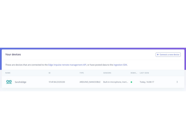 Now open a new Command Prompt. In this, type &quot;edge-impulse-daemon.&quot; You will then be prompted to give the details of your account on Edge Impulse.  Select the project you want your Arduino connected to using the up and down arrows.