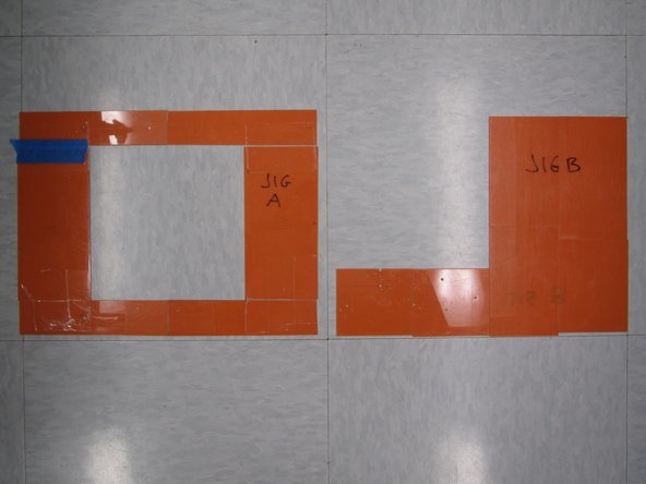 Locate the two jigs, A and B, in the drawer below the mill.  The jigs are used to cover the excess space on the vacuum bed which is not covered by the copper clad.  This increases the pressure on the copper clad and prevents it from moving during milling.