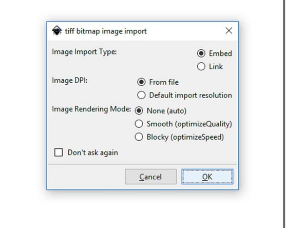 Once in Inkscape, go to &quot;File -&gt; Import&quot; to import your file