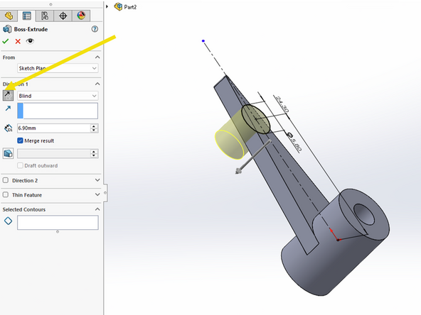 Use the Rotate view tool so that you can see the new circle sketch from a side angle.