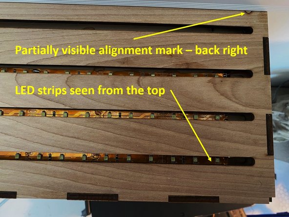 Next get some copper hook-up wire and connect all four sections of LED strip together, making sure to run + to + and - to -.  I just soldered these on.