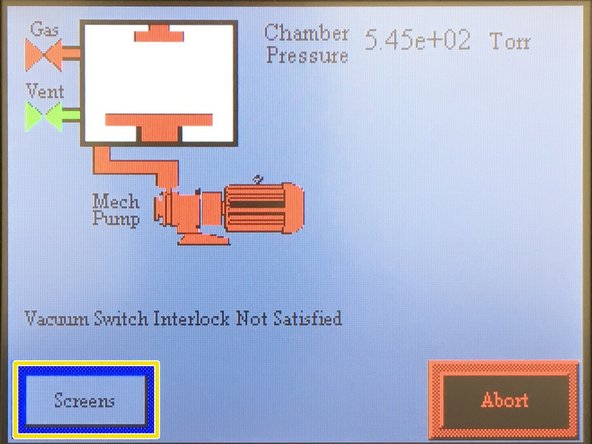 Next, a system overview screen will appear. Tap &quot;Screens&quot; to proceed.