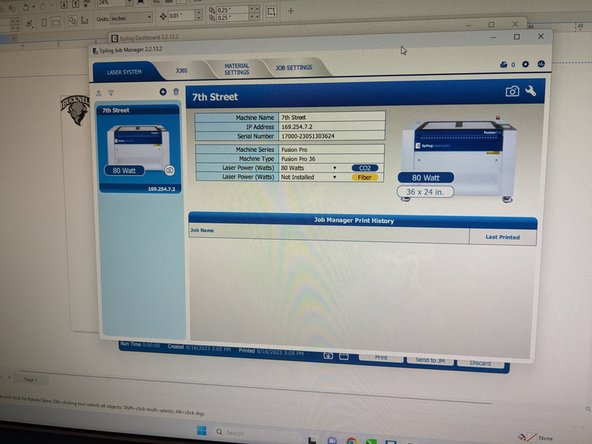 A new window will appear and your laser cutter is now set up.
