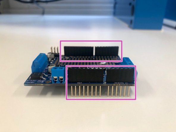 Objective: The objective of this step is to use the motor shield as an attachment to our Arduino to control the motors on the robot.
