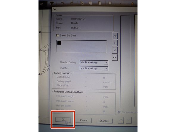 Double check to ensure the settings look like what you'd like and then press &quot;Ok&quot; to begin cutting.