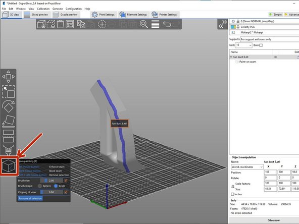 The tool &quot;Seam Painting&quot; is used to further refine surface imperfections.