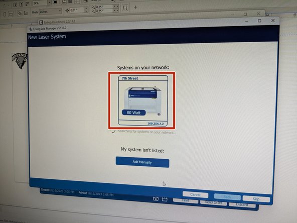 Click the button that says &quot;Add Laser System&quot;.