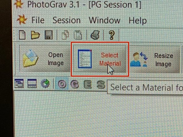 “Select Material” in the top left corner
