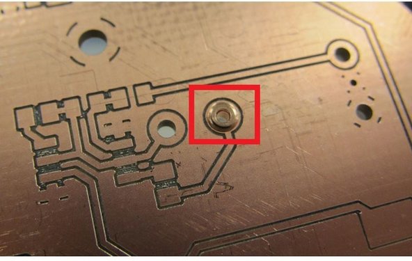 Note:  if your PCB was milled using the PCB mill in the Maker-E, and it contains vias or plated through holes, be sure to install the copper rivets before placing SMT components.