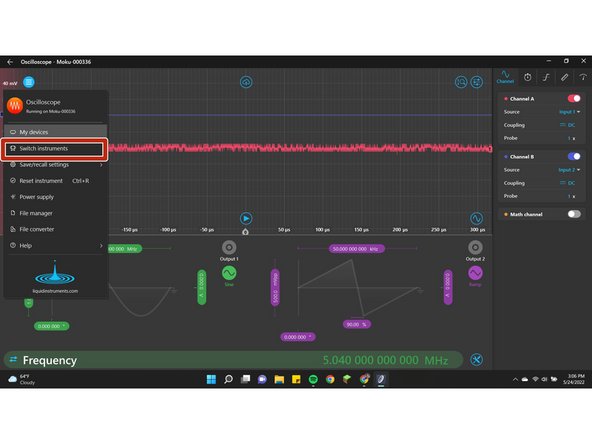 The power supply features can be accessed from this menu