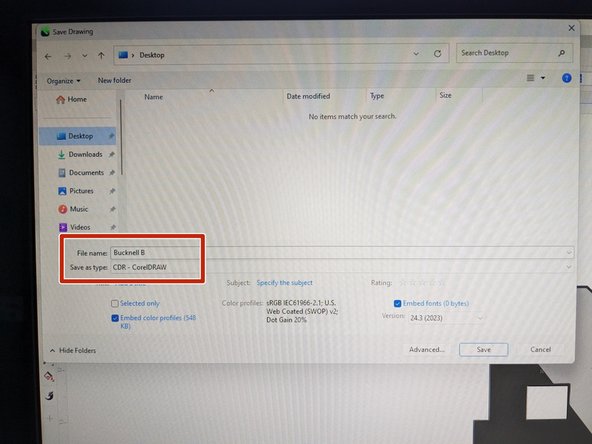 Please save your file by going to File -&gt; Save.