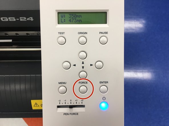 Move the PEN FORCE slider to 0. Press the  FORCE  button.