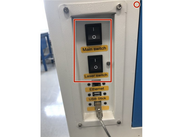 Turn on laser engraver switch.