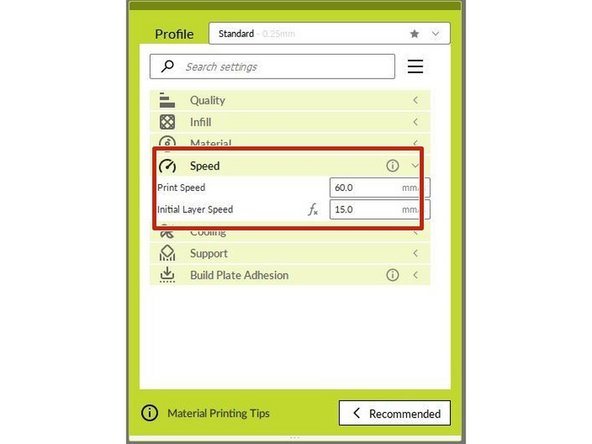 ABS Filament should be set to: Printing Temperature: 225; Build Plate Temperature: 110.