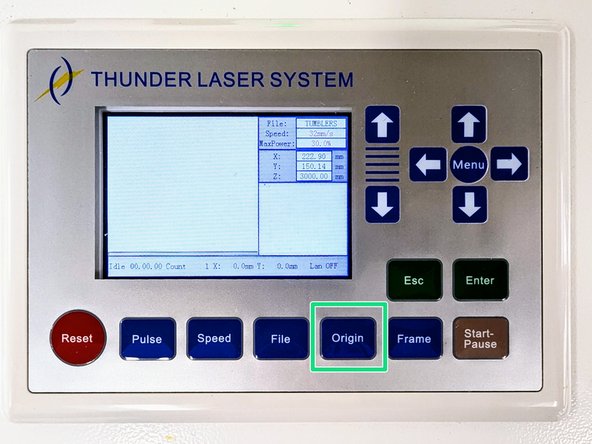 Use the arrow keys on the laser cutter interface to move the head to the top left corner of  wherever you want the origin to be.  The red laser pointer dot will indicate the position on your material.