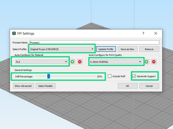 Adjust settings as shown: