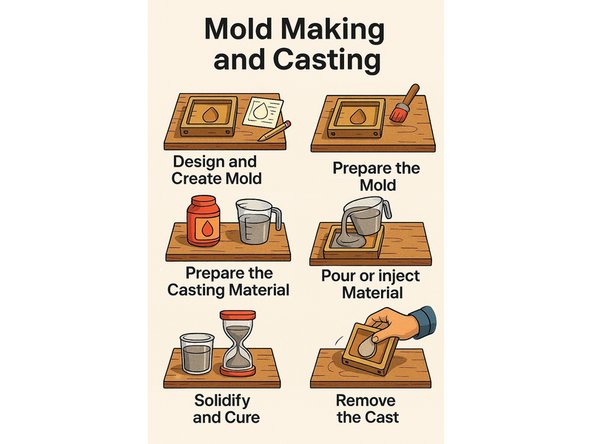 A general progression of molding and casting is as follows: