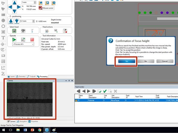 Now the mill will exchange tools, pick up the universal milling bit, adjust the depth of the bit, and move into position to mill the test line.