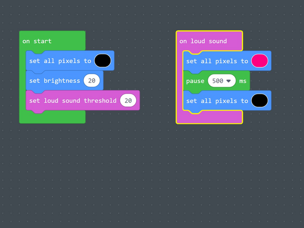 Drag out an on loud sound block from the input menu