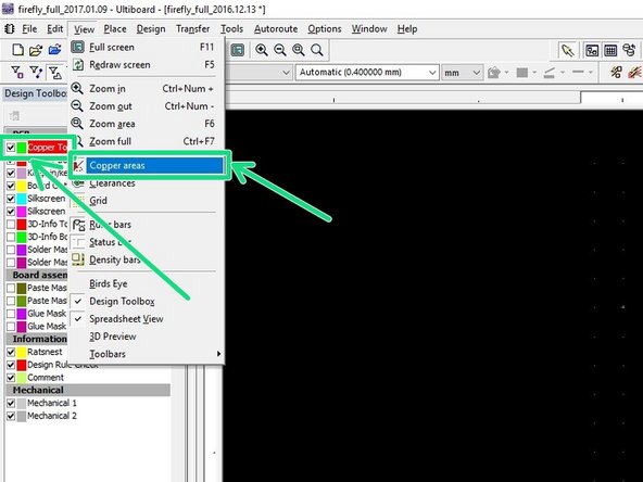 disabling all selection tools and enabling only the Select copper areas tool ,
