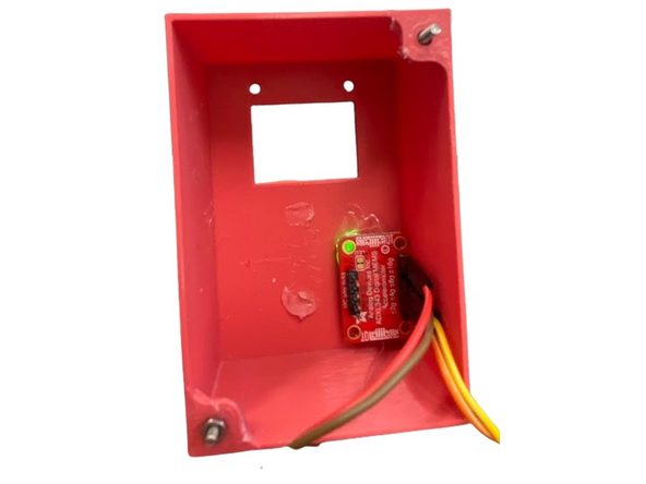 Once your case is done printing, take it off the printer and make sure to clean up after yourself. First and foremost, add hot glue onto the top of the ADXL and glue it top-down inside the case. This ensures that it will be registering &quot;up&quot; as when the case is face-up.