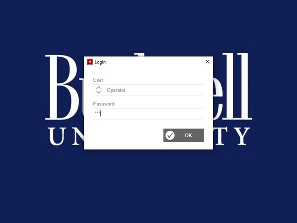Upon opening Newton you will be prompted to login to the software. In an instructional lab please select the &quot;Operator&quot; user and enter &quot;759&quot; for the password then click &quot;OK&quot;.