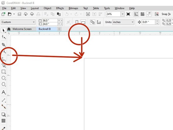 With your new file set up, we want to check the origin points are set correctly. If the top left corner is lined up with the 0,0 origin on the vertical and horizontal rulers, you are all set and can skip to step 5. If it is not, please proceed to the next step.