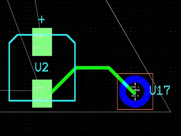With Follow-me activated, single click where you would like your trace to begin.  After you define a beginning point, Ultiboard will automatically suggest a possible route for your trace to follow to its destination. You can modify this suggested route by moving the cursor around the board.