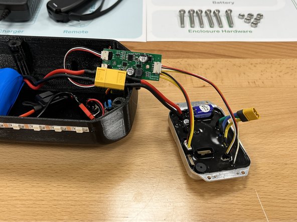 Connect the battery to the ESC with the large yellow connectors, push them together.