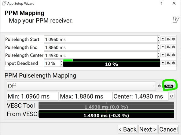 Then apply full brake on the remote. You should see the bottom bar fill with red