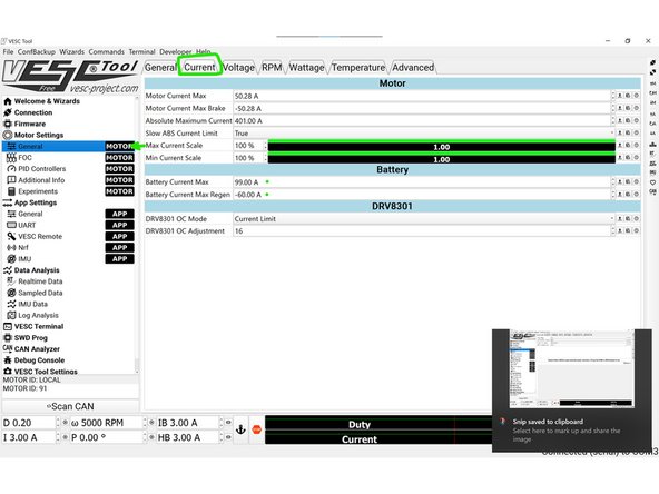 Then select general under motor settings. Navigate to the current tab at the top.