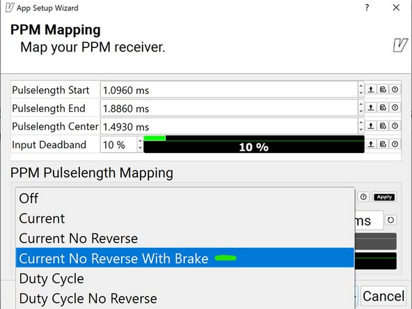From the drop-down select Current No Reverse With Brake