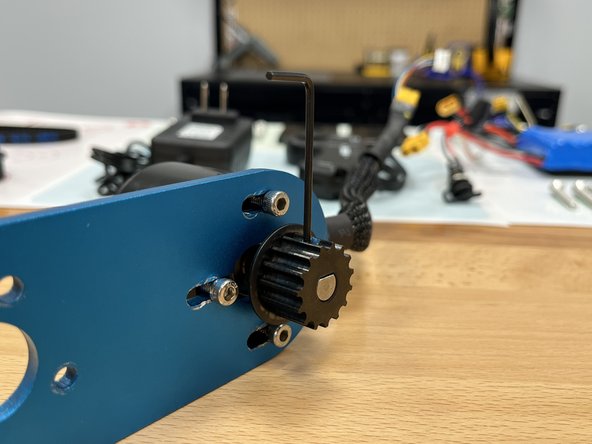 Use the 2mm Allen Wrench to tighten the set screw completely. The set screw should no longer move on the shaft.