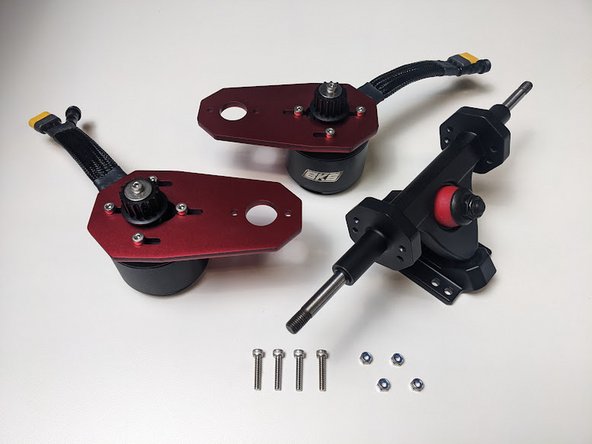 Gather your motor assemblies, rear truck, remaining hardware, and tools.