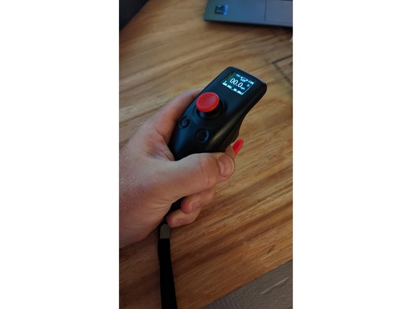 WARNING: Make sure the BKB board is turned off, with wheels facing up! Then turn the remote on by long pressing the power button (left)