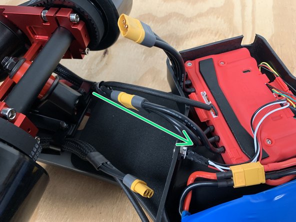 Plug the upper motor cables into the Xenith cables as shown. Do NOT swap the cables. Be extra sure they are plugged in EXACTLY as shown