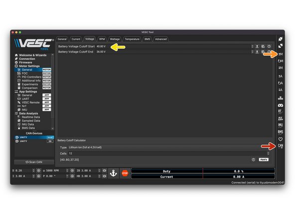In right column, select CAN. It will stay highlighted when selected